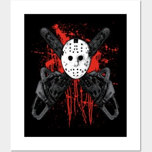 Chainsaw Hockey Mask With Blood Splatters - B Movie Massacre Posters and Art